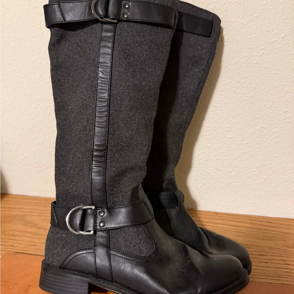 AEROSOLES Black and‎ Gray Over-the-Knee Boots